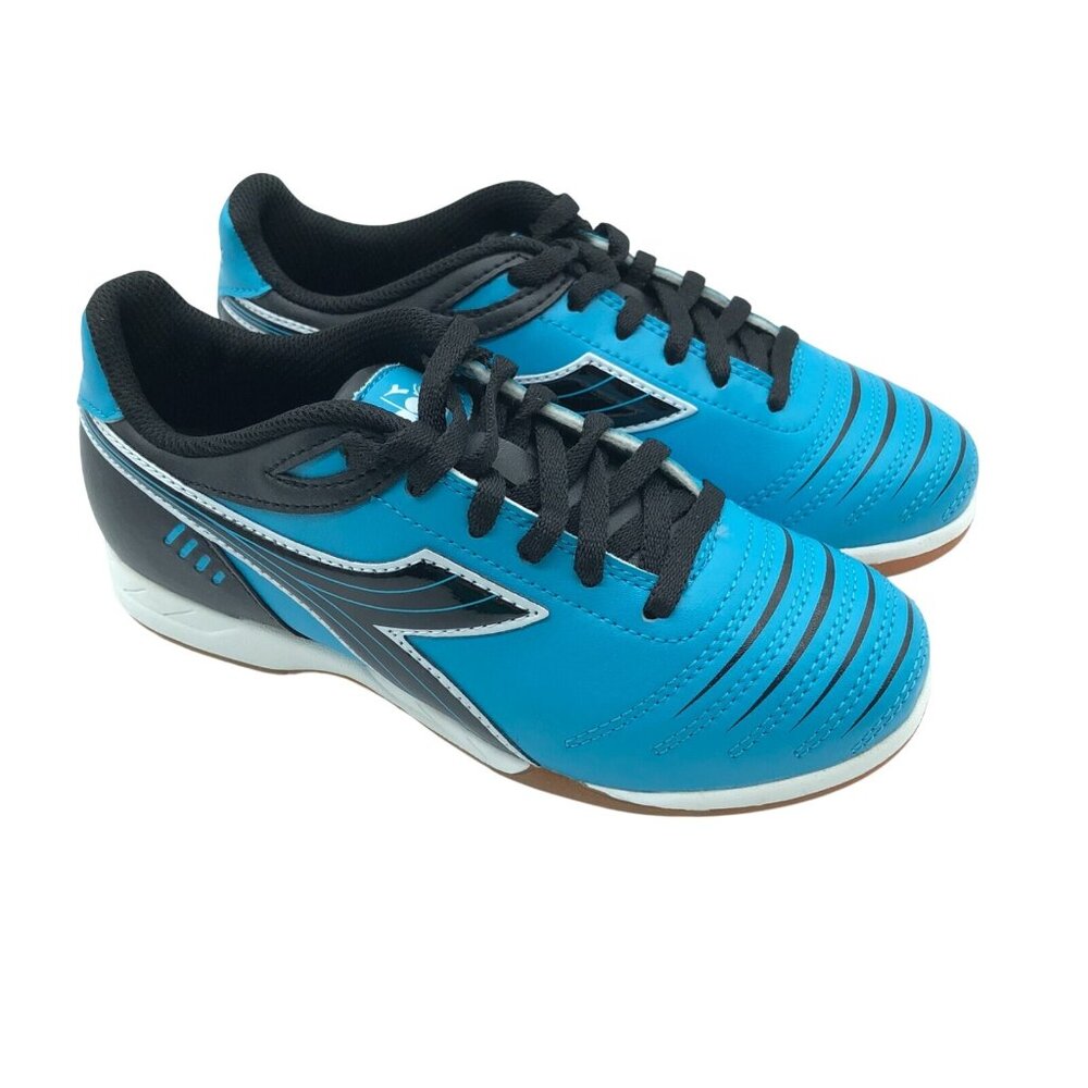 Diadora Boys Sneakers Lace Up Faux Leather Blue Black Size 3